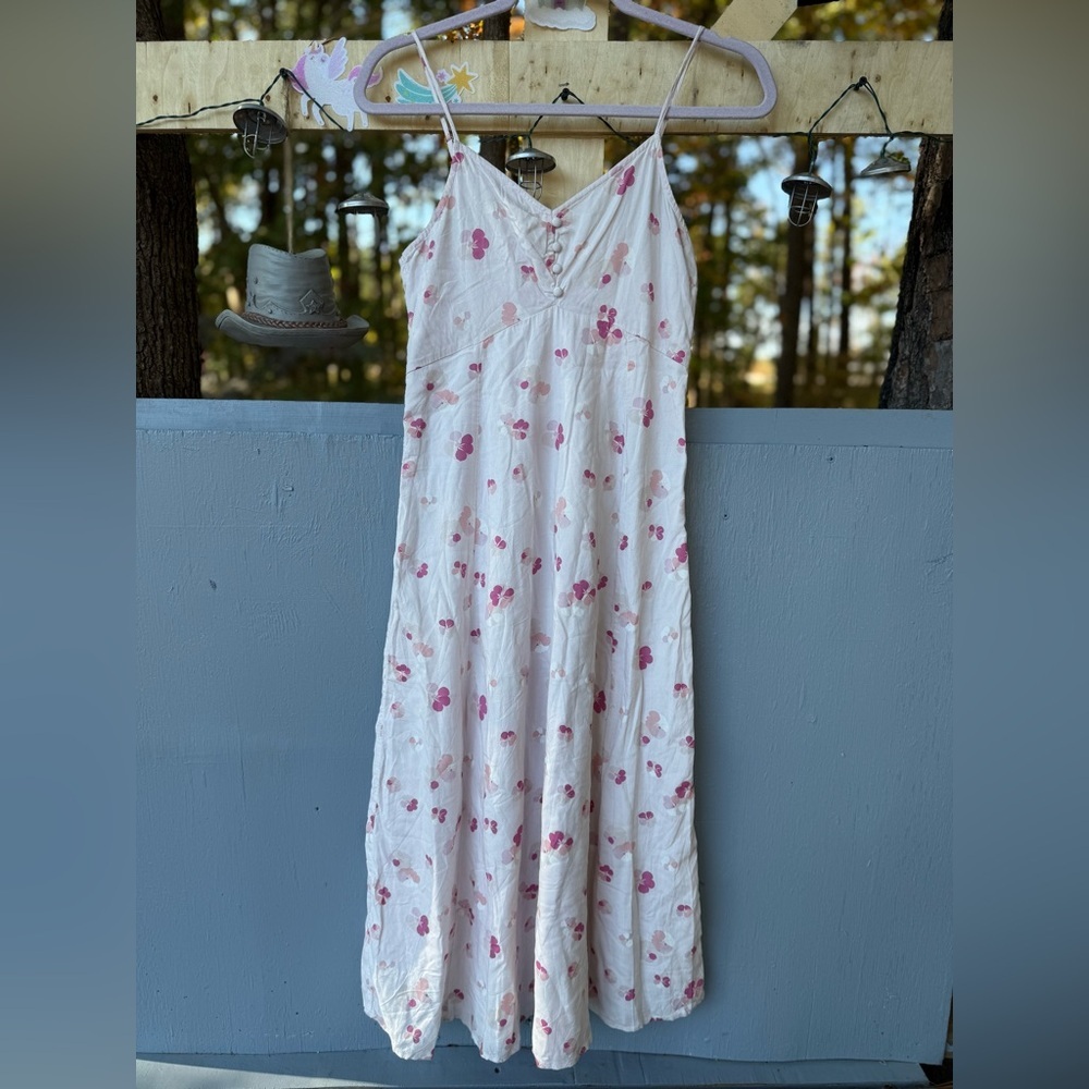 BP Pink Floral Midi Dress XS Cottagecore‎ Sundress Button Front Nordstrom